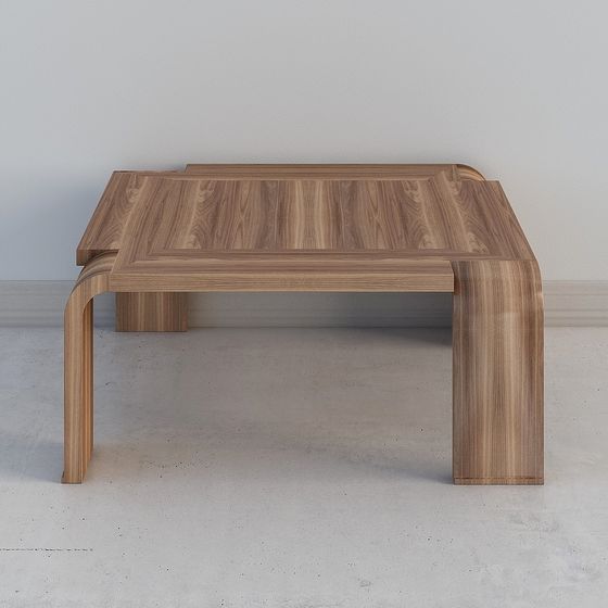 Streamlined Wooden Coffee Table 3D model