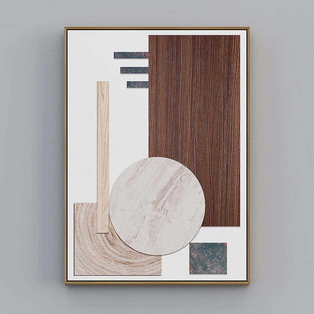 Nordic living room triple abstract decorative painting retro geo