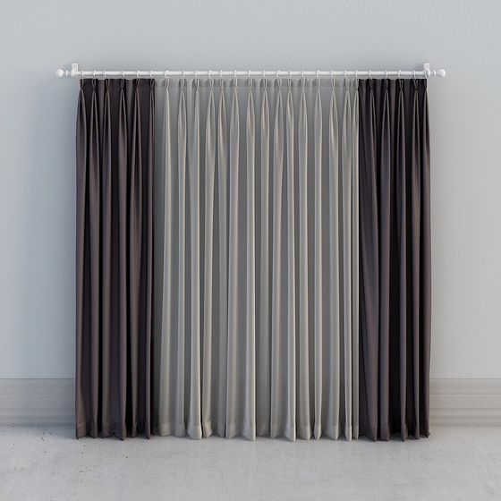 Elegant Low Poly Curtain 3D model for Interior Design