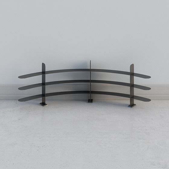 Curved Metal Railing 3D model for Modern Interiors