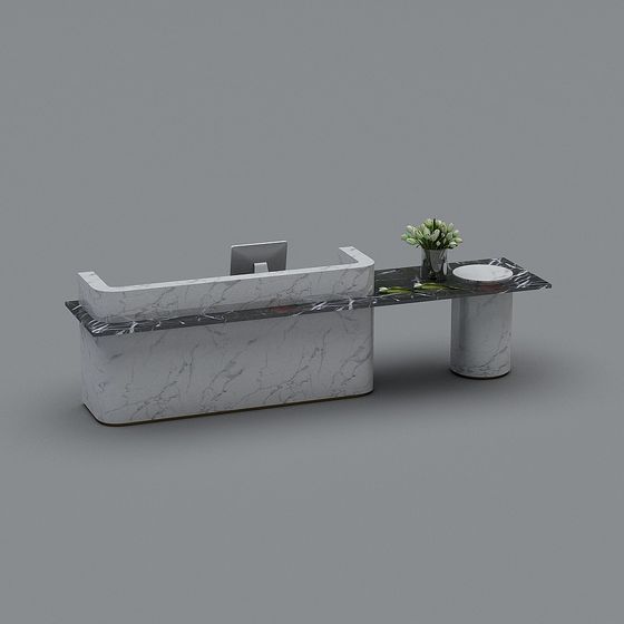 Modern Minimalist 3D Reception Desk Model