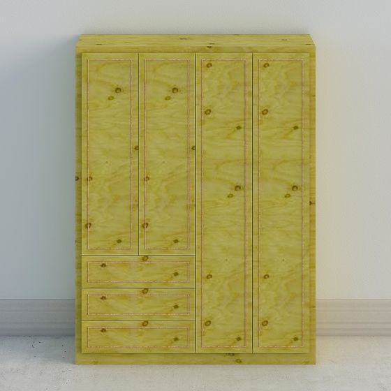 Elegant Low-Polygon Wardrobe 3D model