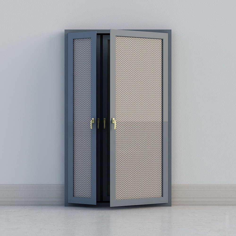 modern grey windowed double door