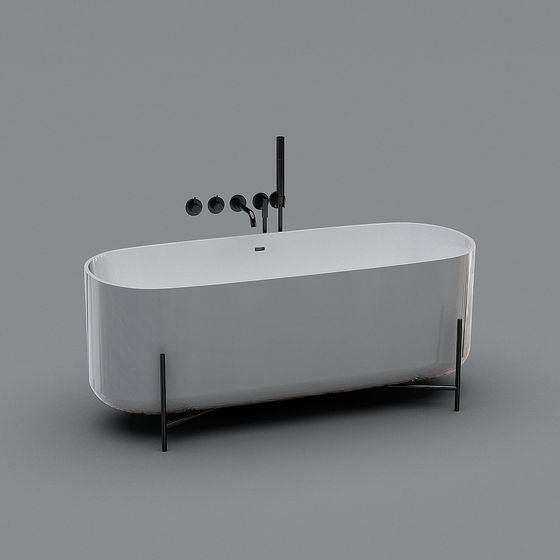 Minimalist 3D Bathtub Model for Modern Interiors