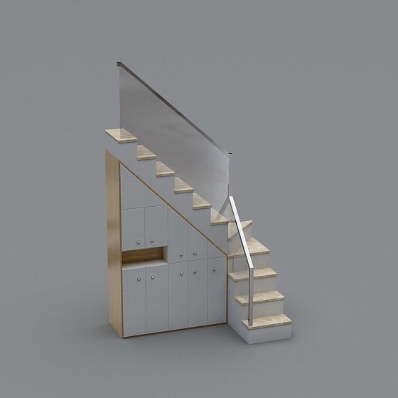 L型ガラス階段 + キャビネット