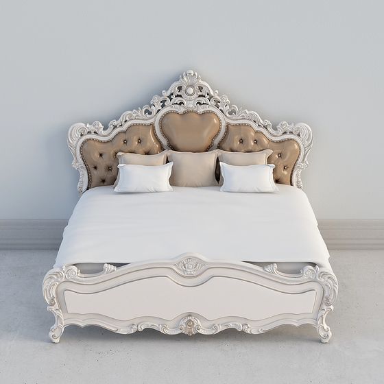 Elegant Antique Bed 3D model for Luxurious Interiors