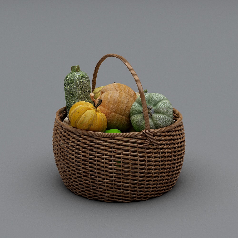 Harvest Basket 3D model for Autumn Decor