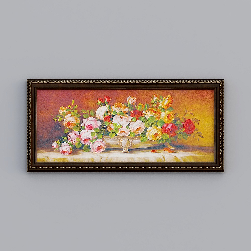 Kippoon European-style peony hanging painting American flower living room horizontal layout decorative painting flowers bloom rich atmospheric mural emlpr-e-7