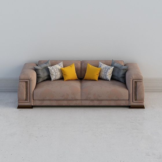 Sofa Color Pattern 3d Three-Person Sofa 3D Model – Earth Color Free