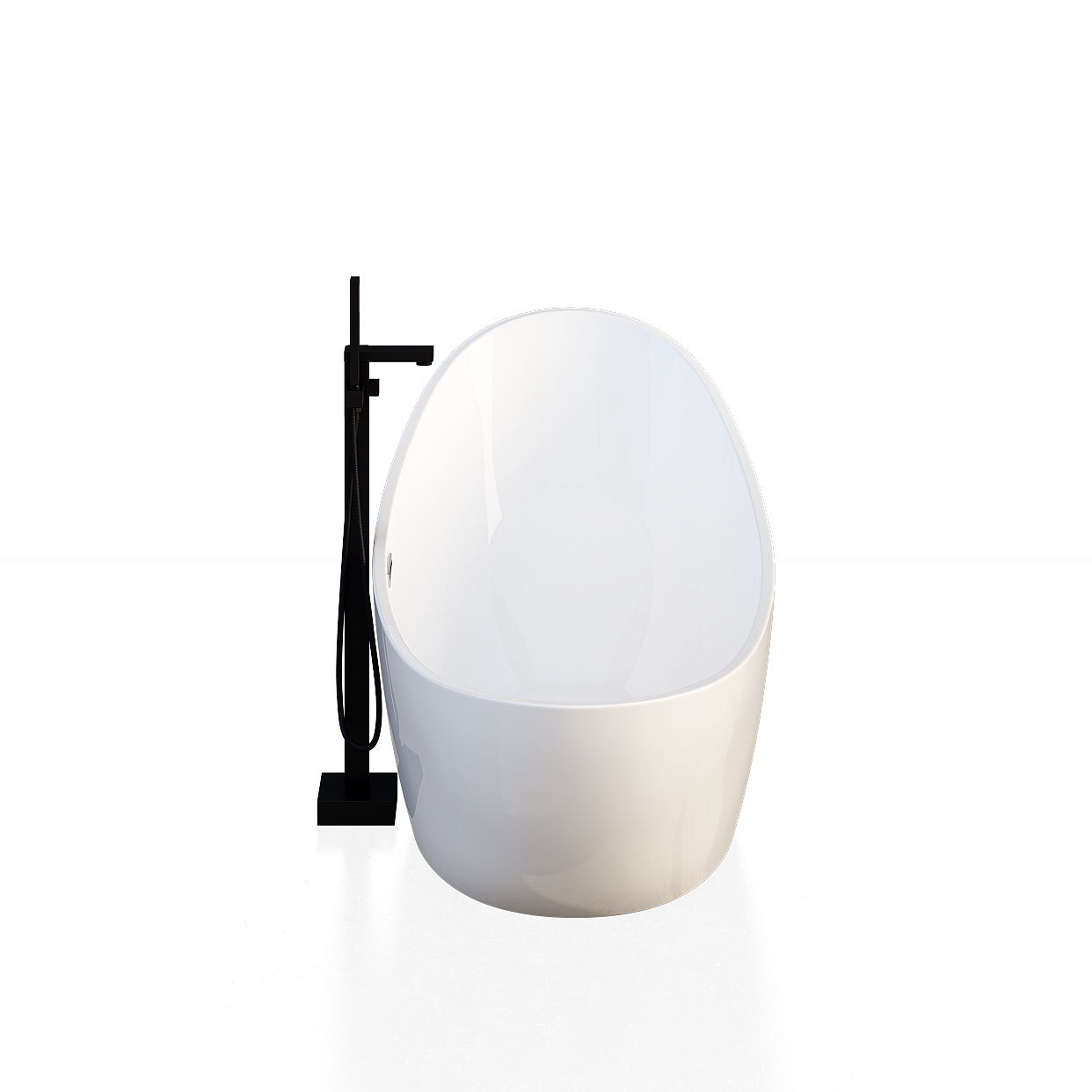 Elegant Oval Bathtub 3D Model – Smooth White Design