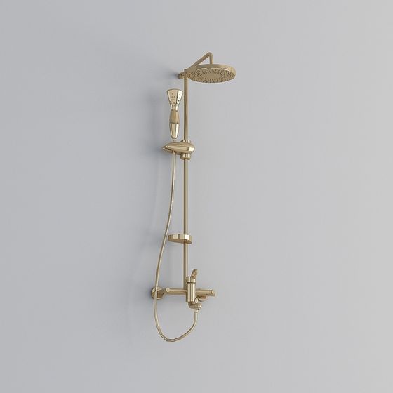 Elegant Gold Shower System 3D Model for Contemporary Spaces