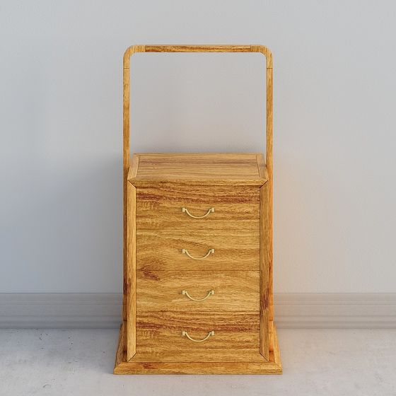 Portable Wooden Storage Cabinet 3D model