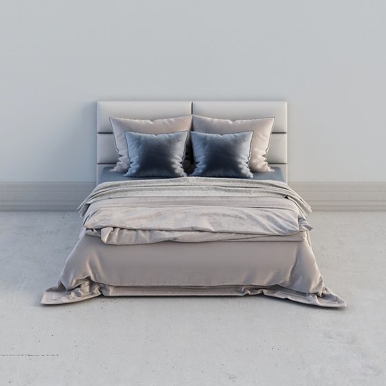 Modern Minimalist Bed 3D model Design
