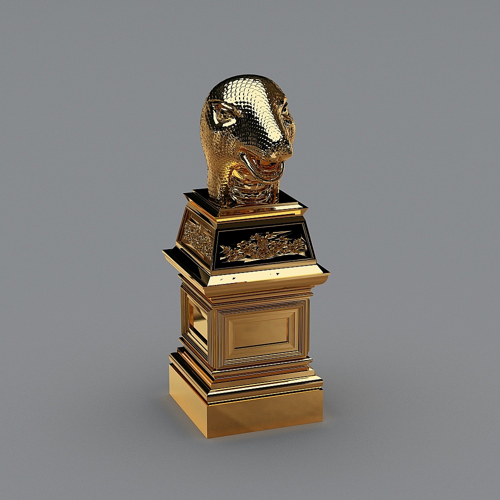 Golden Panther Bust 3D model