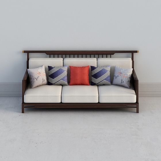 Tysonburg Nuovo Divano in Tessuto di Ebano Cinese J8301 Posizione Tre Persone