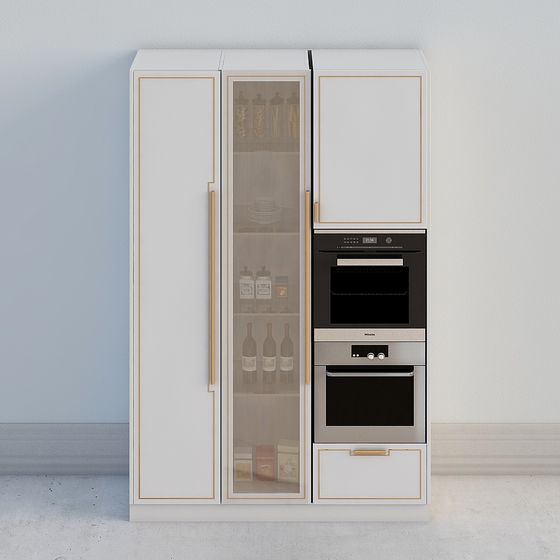 Elegant 3D Kitchen Storage Cabinet Model