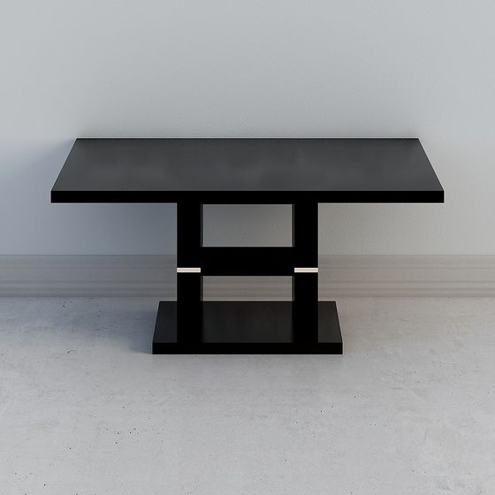 Urban Style Dining Table 3D Model – Minimalist Black Design