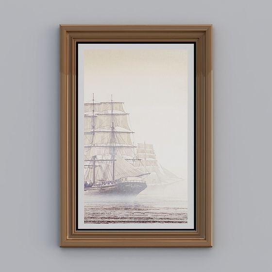 Vintage Sailing Ship 3D Model with High Detail