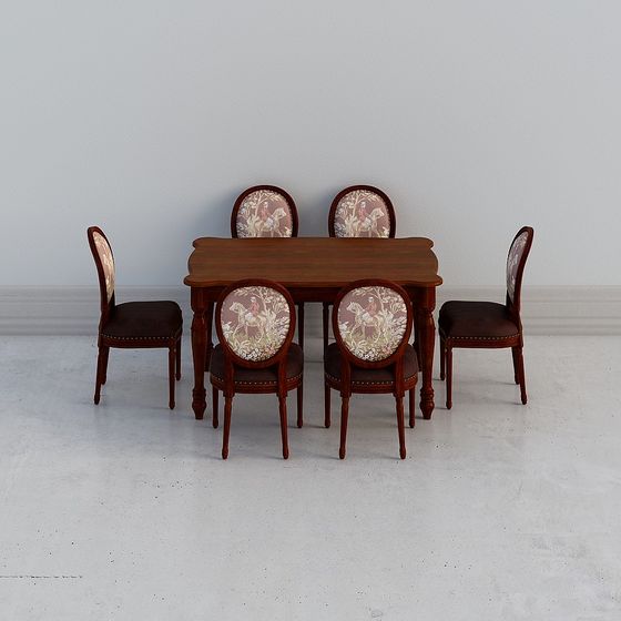 Classic Dining Table and Chairs 3D model