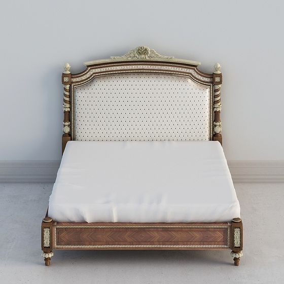 Elegant Low-Poly Bed 3D Model for Interior Design