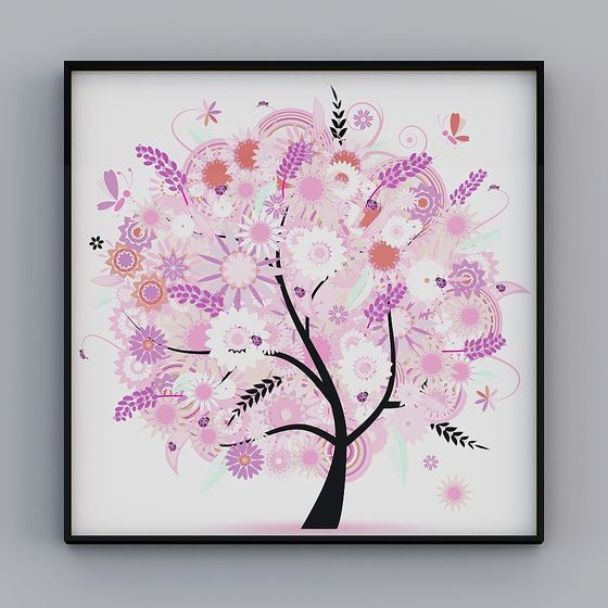 Artistic Flower Tree 3D model in Low Poly Style