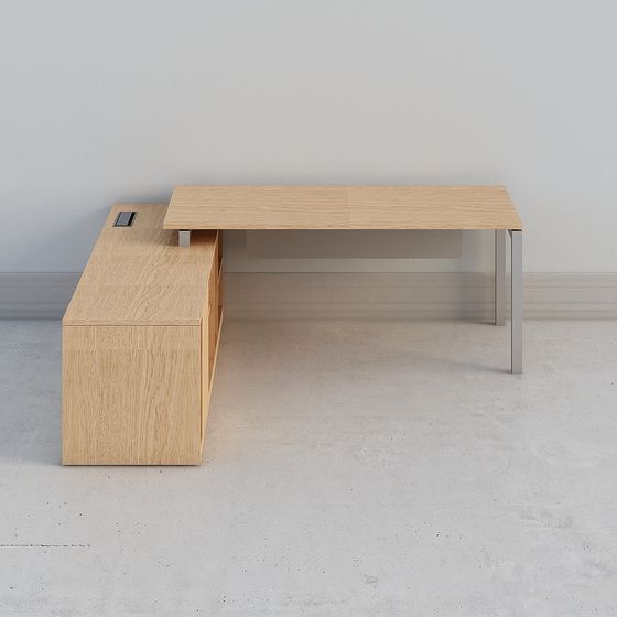 L-Shaped Office Desk 3D model with Minimalist Design