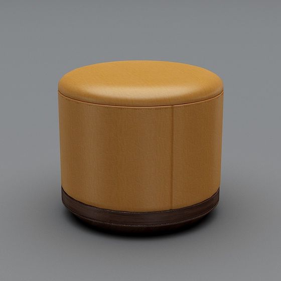 Elegant Round Leather Stool 3D model