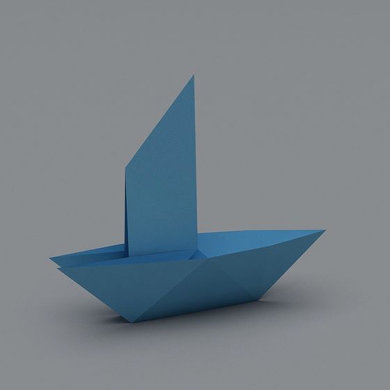 Stylish Blue Low-Poly Sailboat 3D model