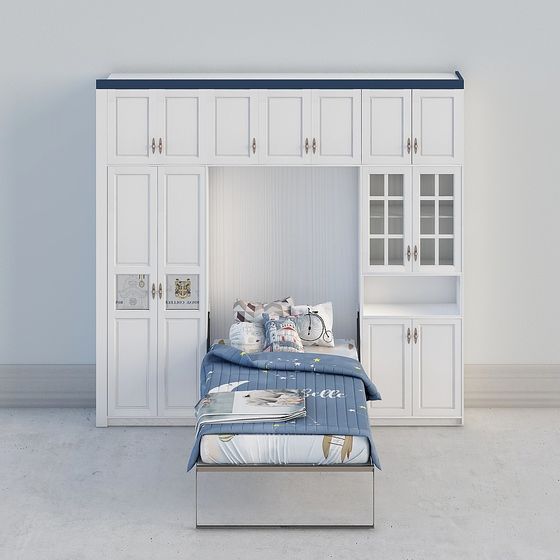 Stylish Low Polygon Wall Bed 3D model