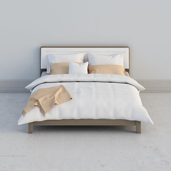 Stylish Low-Poly 3D Bed Model for Contemporary Spaces