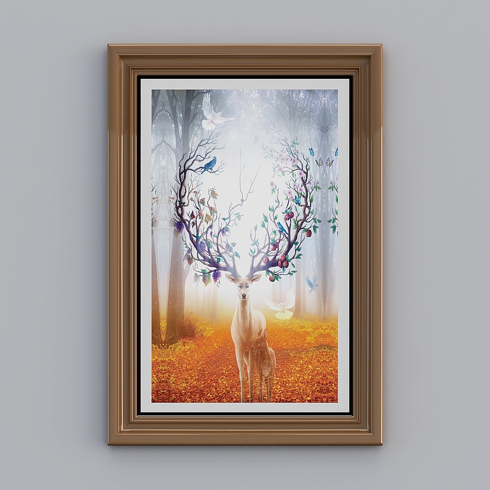 Elegant Deer and Lively Tree 3D Model