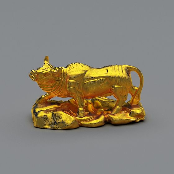 Golden Rhino 3D model - Low Poly Design