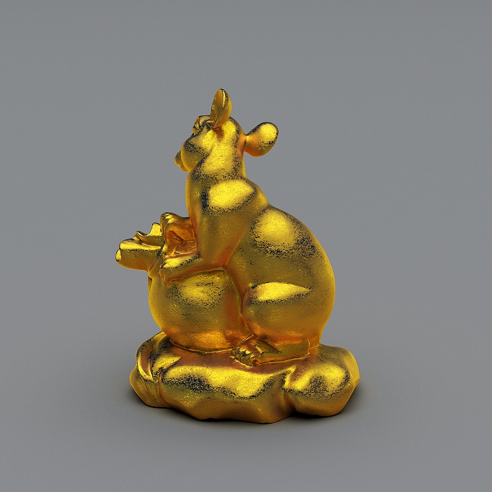 Charming Golden Bull 3D Model