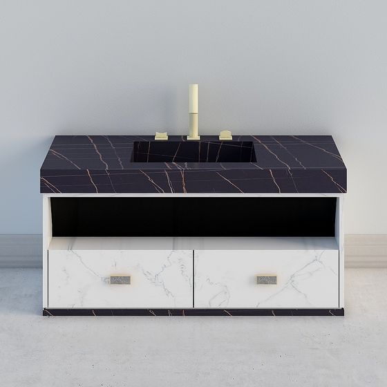 Elegant Minimalist Bathroom Cabinet 3D model for Creative Spaces