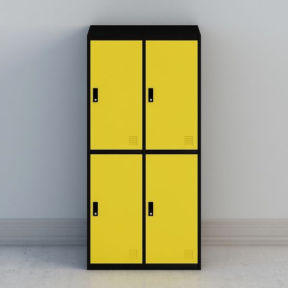 Vibrant Low-Poly Storage Cabinet 3D model