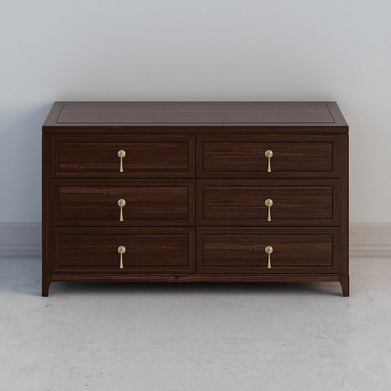 Elegant Six-Drawer Cabinet 3D model