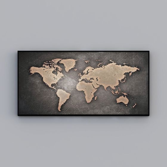 Vintage Low-Poly World Map 3D model