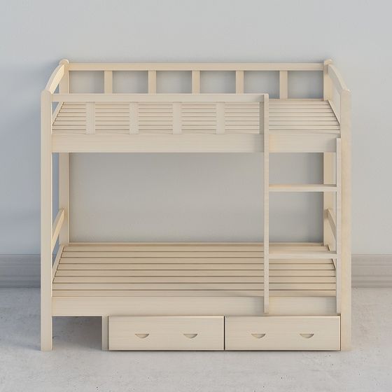 Letti a castello in legno beige (scale appese)