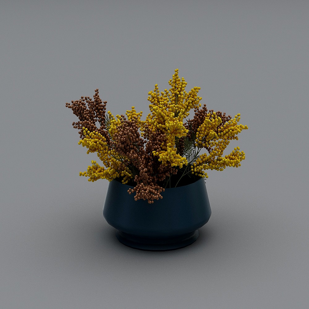 Vase noir aux fleurs jaunes