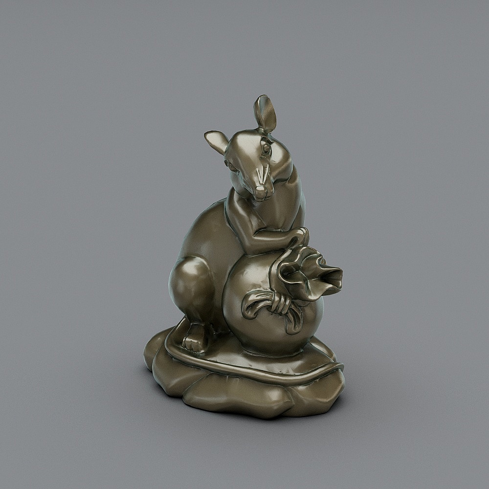 Kangaroo and Joey Low-Poly 3D Model