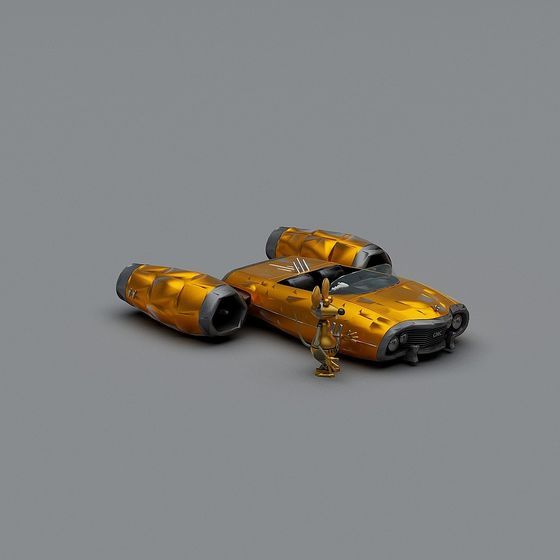 Retro Futuristic Sports Car 3D model for Cyberpunk World