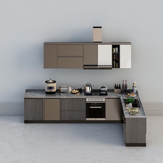 Modern Low-Polygon Kitchen 3D model Design