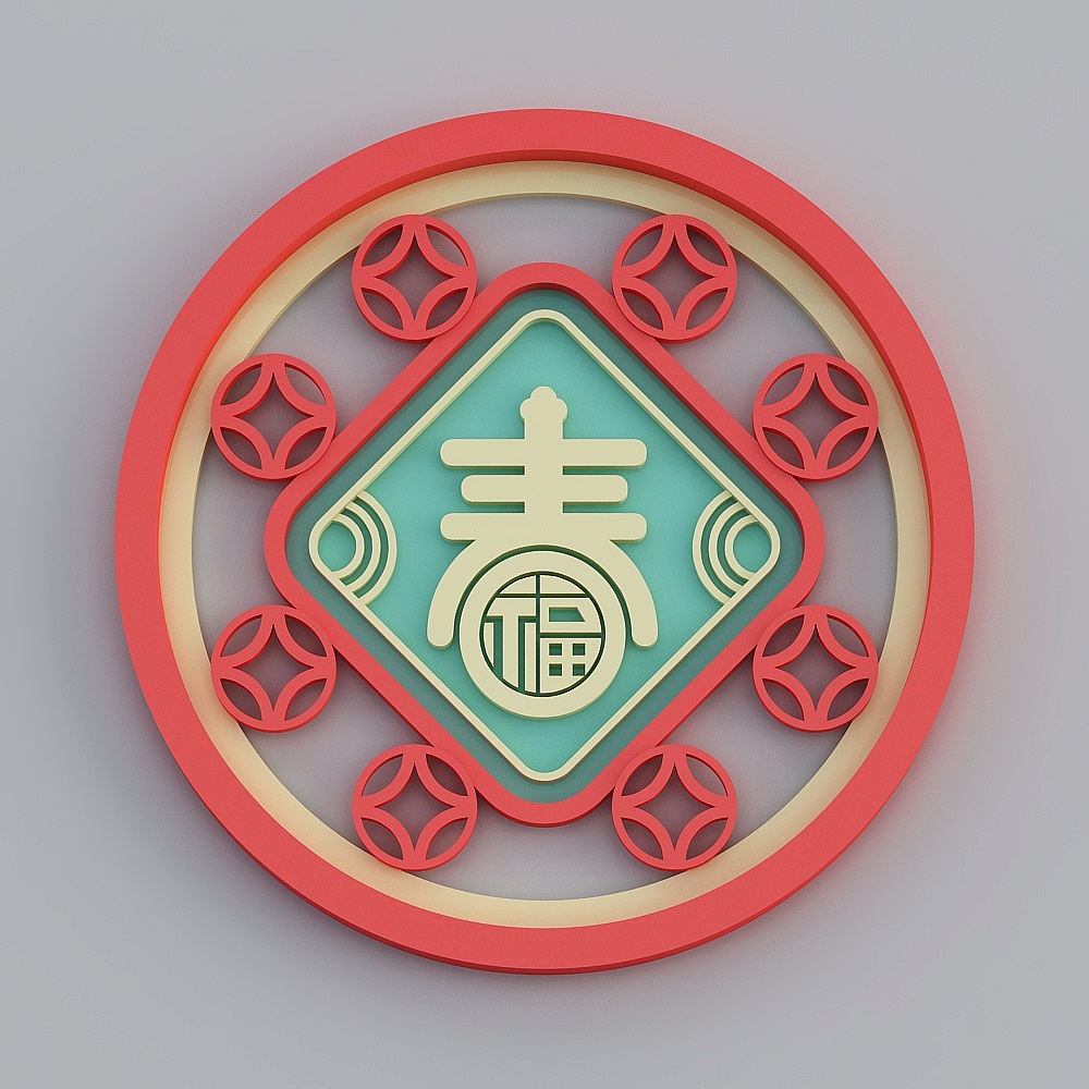 Spring Fortune Round Frame 3D Model