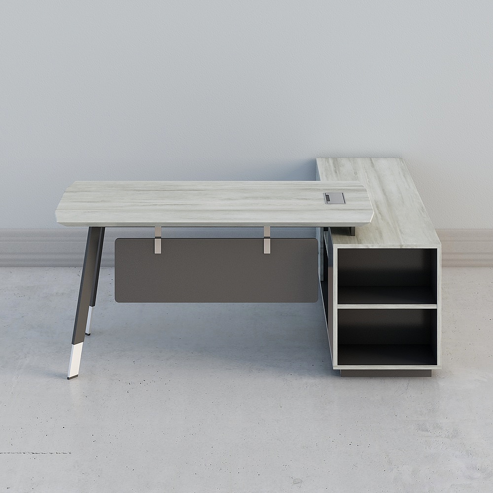 Stylish L-shaped Office Desk 3D model