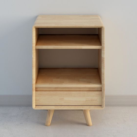 Stylish Low-Poly Wooden Nightstand 3D model for Modern Rooms