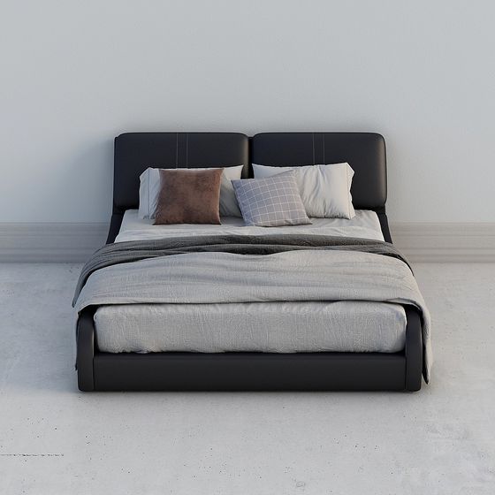 Modern Minimalist Black Bed 3D model