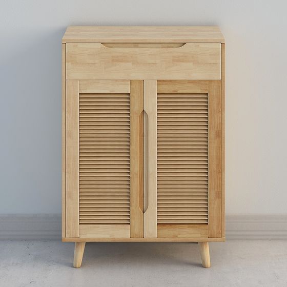 Elegant Wooden Louver Cabinet 3D model for Stylish Spaces