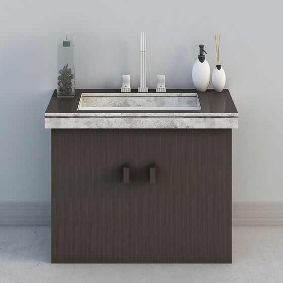 Elegant Bathroom Vanity 3D Model for Contemporary Spaces