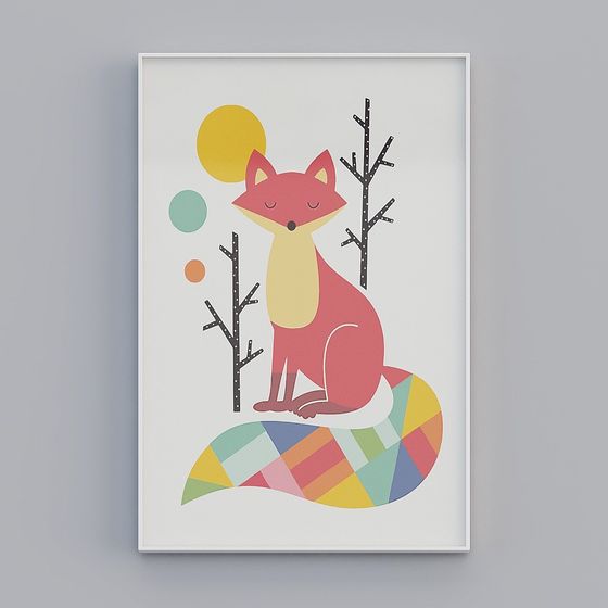 Colorful Fox in a Dreamy Forest 3D model