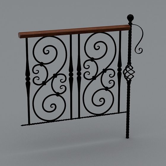 Stylish Wrought Iron Railing 3D model for Modern Spaces